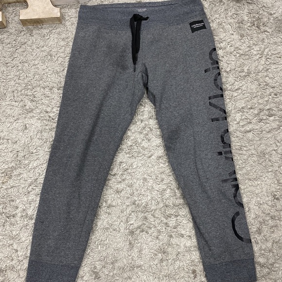 Calvin Klein Men's Jogger, Gray with logo print on the side (Medium) - Picture 2 of 9